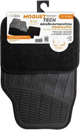 Cartech Carpet Floor Mats Moquet Tech Black-Black Full Set 4 pcs 10405