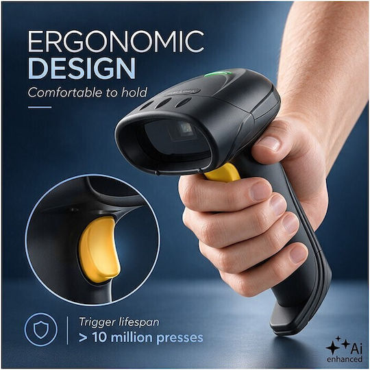Qoltec Scanner Portabil cu Capabilitate de Citire Coduri de Bare 1D