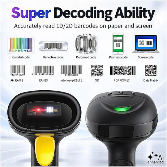 Qoltec Scanner Portabil cu Capabilitate de Citire Coduri de Bare 1D