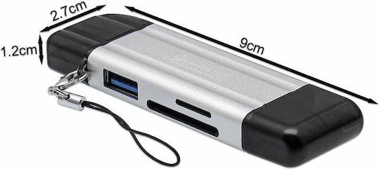Andowl Card Reader micro USB για SD/microSD Ασημί