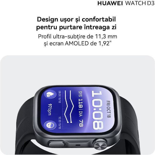 Huawei Watch D3 Aluminium 46mm with Electrocardiogram (Black)