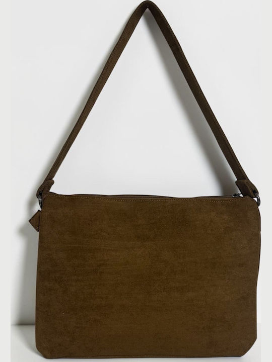 Women's Suede Shoulder Bag Tabac Brown