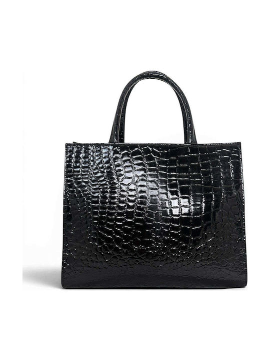 Γυναικεία Τσάντα Ώμου Tote Strict Croco Glos Μαύρο