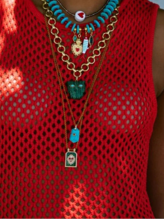 Kaleido Necklace in Gold-Plated Steel Blue
