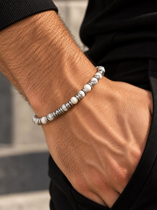 Ulysses Silber Herrenarmband aus 925er Silber mit weißen Steinen