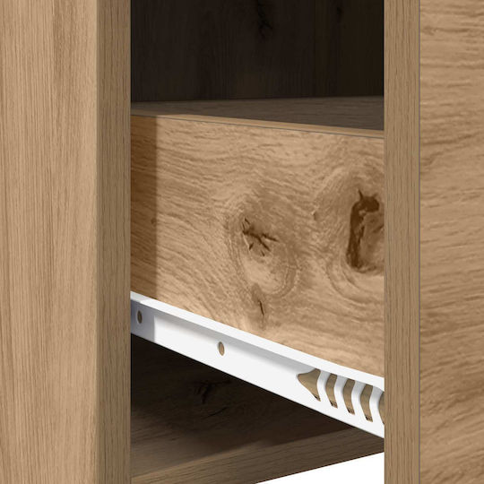 Wooden Bedside Table with Metal Legs Brown 40x30x60cm