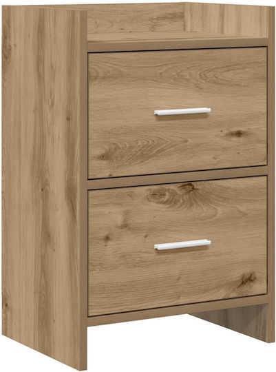 Wooden Bedside Table with Metal Legs Brown 40x30x60cm