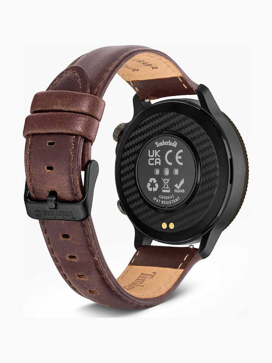 Ανδρικό Ρολόι 48mm Μπαταρίας με Καφέ Δερμάτινο Λουράκι