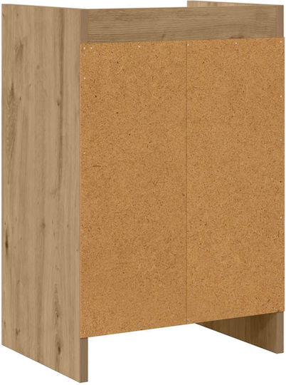 Wooden Bedside Table with Metal Legs Brown 40x30x60cm