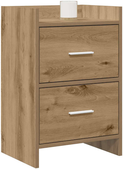 Wooden Bedside Table with Metal Legs Brown 40x30x60cm