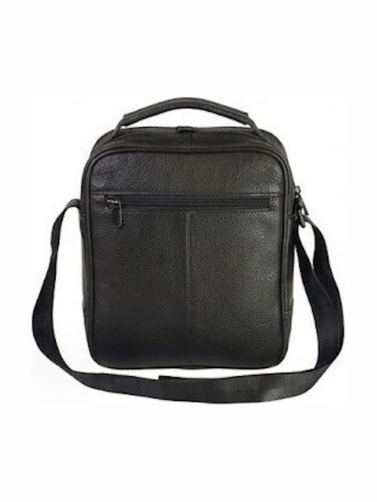 Geantă De Umăr / Tip Crossbody Bărbătească Din Piele Neagră