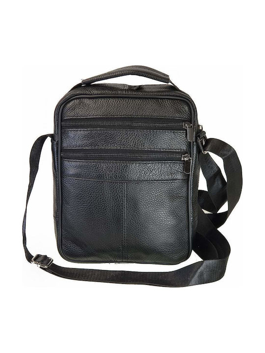 Geantă De Umăr / Tip Crossbody Bărbătească Din Piele Neagră