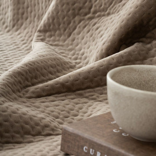 Nima Zweisitzer-Sofaüberwurf Felloptik 180x250 cm Coffee