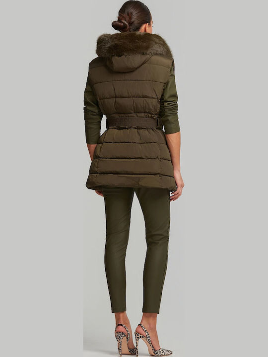 Damen-Winterjacke ohne Ärmel Khaki