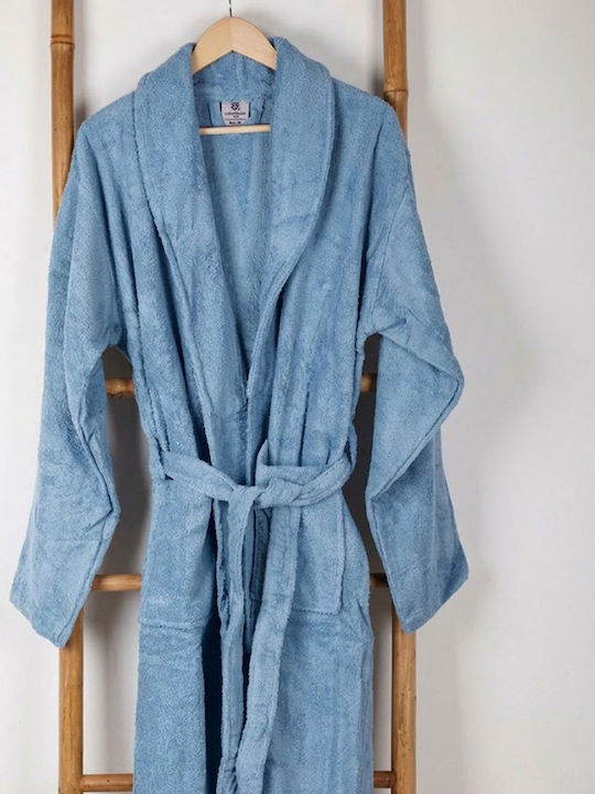 Sunshine Sato Männer Bademantel mit Halsband Hellblau
