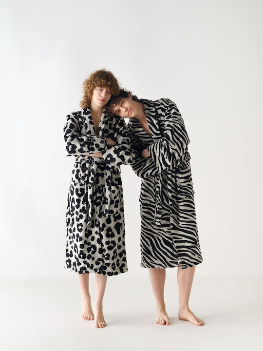 Kentia Nemera Bathrobe with Collar Ecru-black