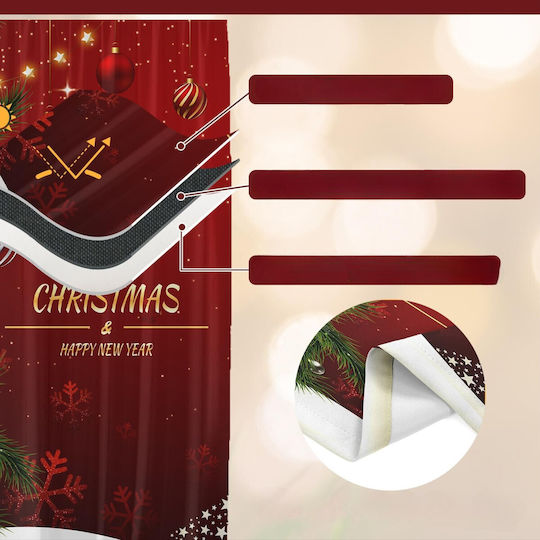 Σετ Κουρτίνες με Τρουκς Christmas Christmas Red 140x225εκ.