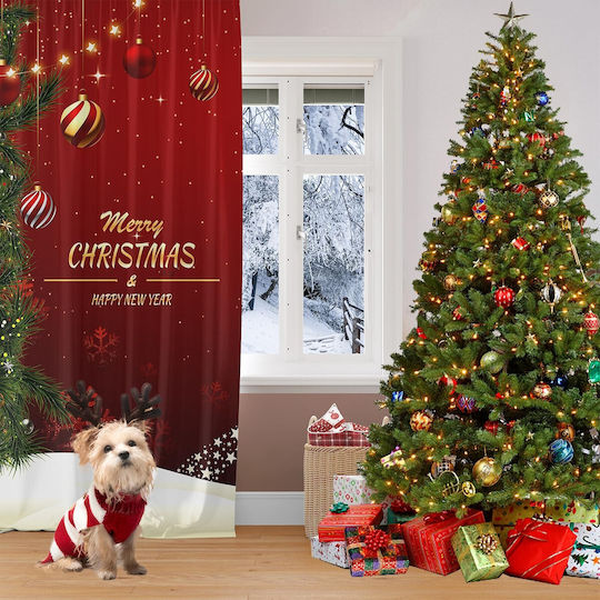 Σετ Κουρτίνες με Τρουκς Christmas Christmas Red 140x225εκ.