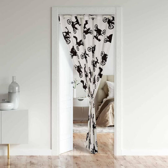 Motocross Thermal Microfiber Black Curtain with Grommets 86x203cm