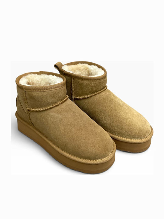 Leather Women's Ankle Boots with Fur Cuero