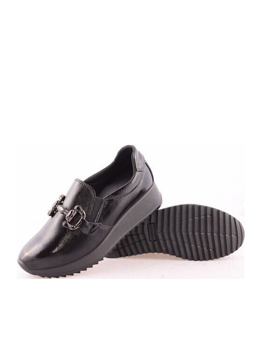 Ανατομικά Γυναικεία Slip-On Δερμάτινα Μαύρα