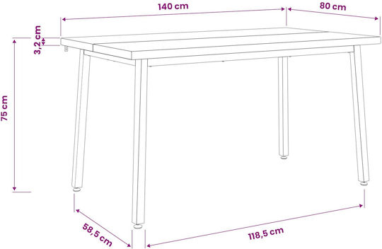 Birou din Lemn Masiv Maro Închis și Negru 140x80x75 cm