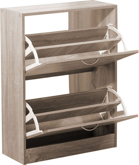 Schuhschrank aus Holz Braun mit Klappbaren Regalen B60xT25xH80cm