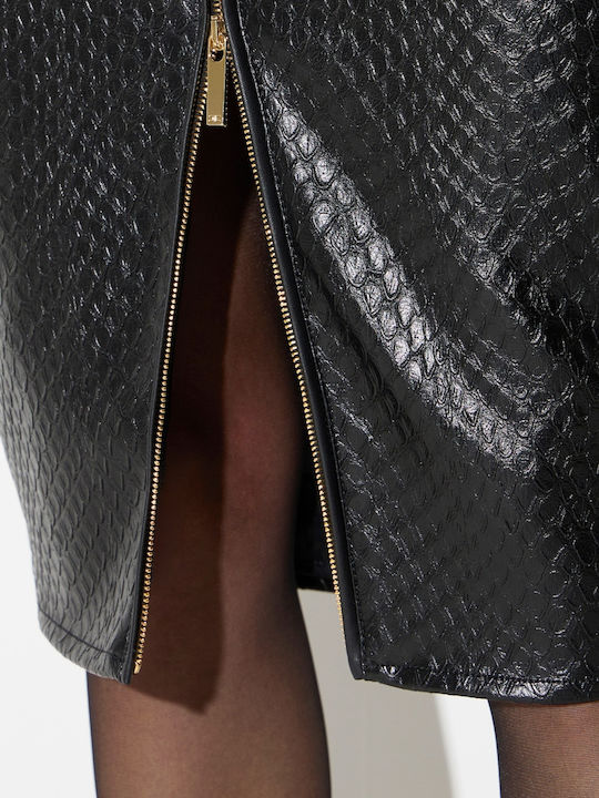 Leather Midi Skirt Black