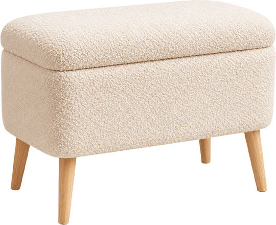 Табуретка с Място за съхранение, тапицирана с плат Viona Бяла 60x30x48 см