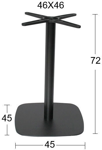 Zita Plus Flat-s Βάση Τραπεζιού Μεταλλική με Ρεγουλατόρο Μαύρη 45x45x72cm