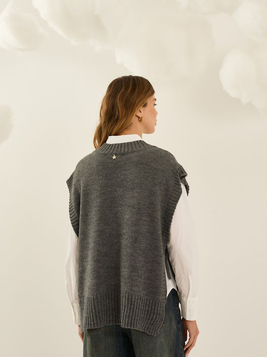 Ärmellose Damenbluse Anthracite