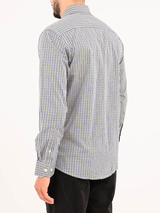 Long Sleeve Shirt in Regular Fit Checked Blue/Olive
