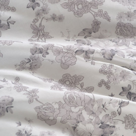 Rythmos Camelia Sheet Set with 2 Pillowcases Super-Double Fitted 160x260+25cm Ecru (3 Pieces)