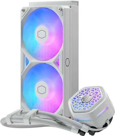 MasterLiquid 240 Atmos II VRM AIO CPU Liquid Cooling with 2 120mm Fans and ARGB Lighting White