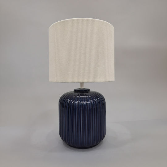 Liberta Ceramic Table Lamp with White Shade and Blue Base Liberta Ceramic Table Lamp with White Shade and Blue Base