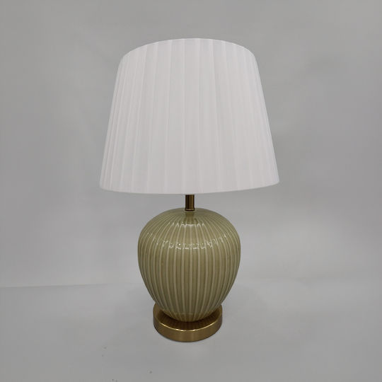 Liberta Ceramic Table Lamp with White Shade and Gold Base