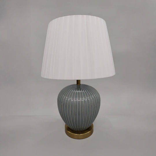 Liberta Ceramic Table Lamp with White Shade and Blue Base Liberta Ceramic Table Lamp with White Shade and Blue Base