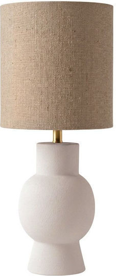 Zambelis Lights Ceramic Table Lamp for E27 Socket with Brown Shade and White Base Zambelis Lights Ceramic Table Lamp for E27 Socket with Brown Shade and White Base