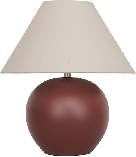 Zambelis Lights Ceramic Table Lamp for E27 Socket with Beige Shade and Brown Base