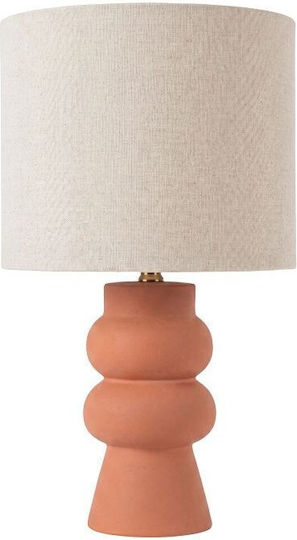 Zambelis Lights Ceramic Table Lamp for E27 Bulb with Beige Shade and Orange Base Zambelis Lights Ceramic Table Lamp for E27 Bulb with Beige Shade and Orange Base