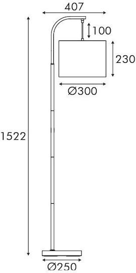 Aca Joan Floor Lamp H152xW40.7cm. with Socket for Bulb E27 Black