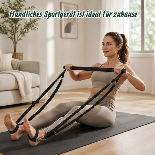Set Bară Pilates cu Benzi de Rezistență Relaxdays 10054325_51 30–160 Lbs 13.6–72.8 Kg Bară 110 X 3 Cm 2 X 30 Lbs ≈36 Cm + 2 X 50 Lbs ≈48 Cm Violet