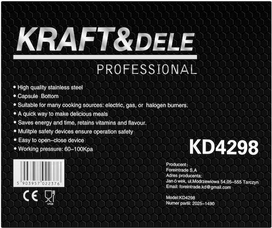 Kraft & Dele Χύτρα Ταχύτητας 6lt