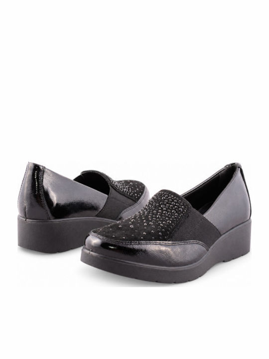 Ανατομικά Γυναικεία Slip-On Δερμάτινα Μαύρα