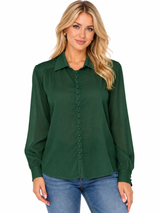 Dark Green Long Sleeve Women's Shirt