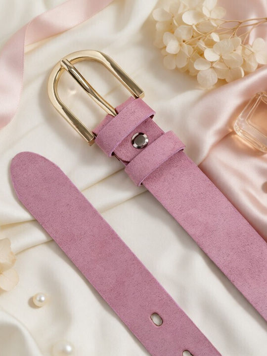 Breiter Rosa Damen-Ledergürtel