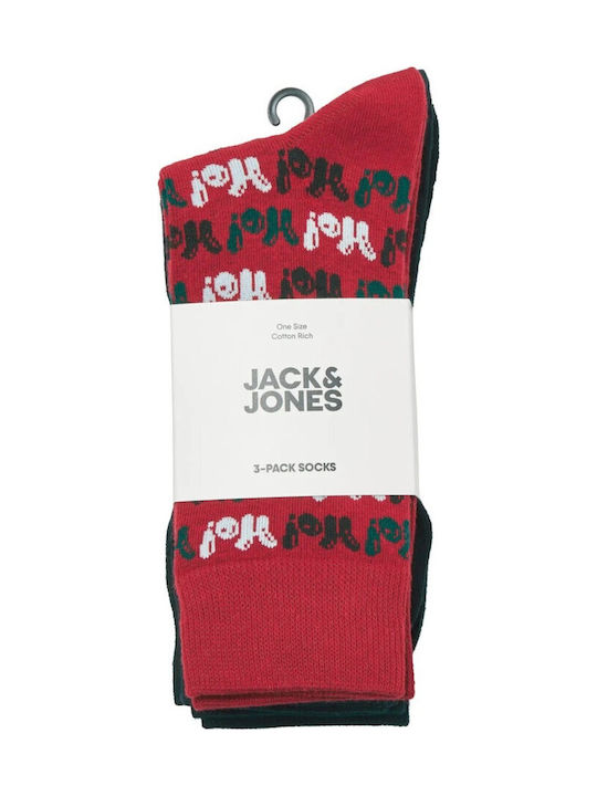 Jack & Jones Ανδρικές Χριστουγεννιάτικες Κάλτσες Κόκκινες 3Pack
