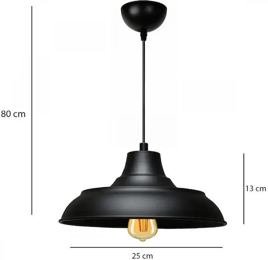 Opviq Ayd-3520 Κρεμαστό Φωτιστικό Μαύρο με Ντουί E27 25x25x13εκ.
