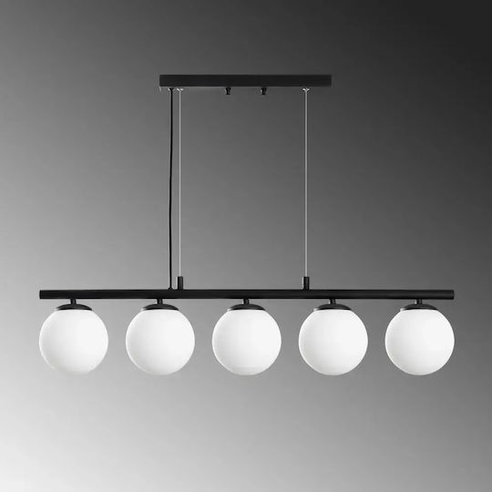 Opviq Candelabru Dual Suspendat Negru pentru 5 Becuri E14 37x5 cm