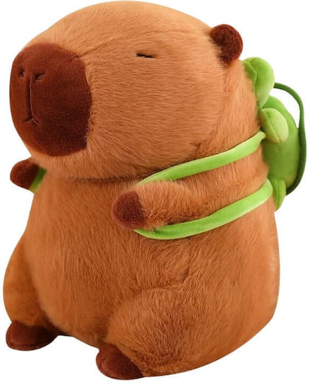 Jucărie de pluș Capibara cu rucsac detașabil în formă de țestoasă, maro și verde
